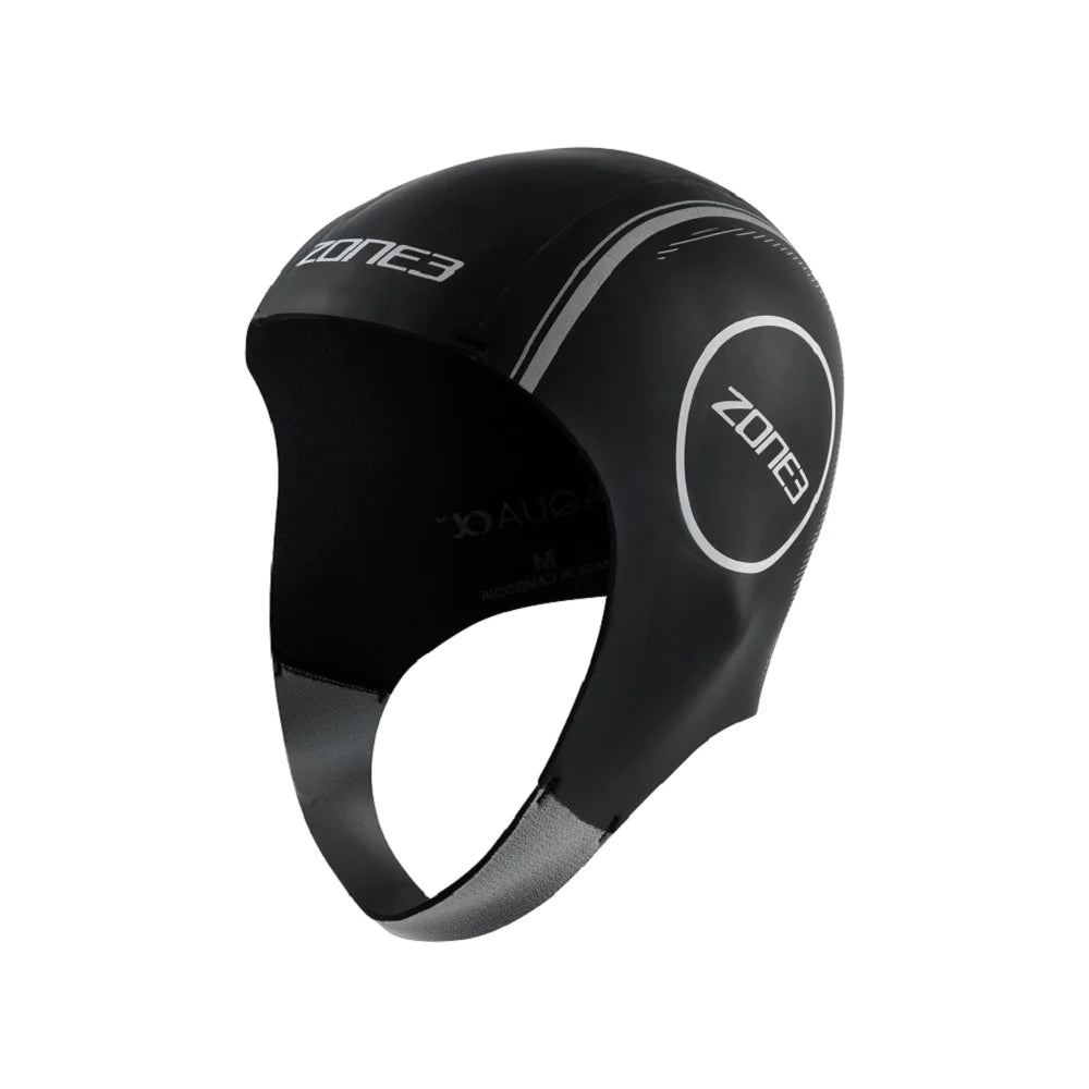 Zone3 Neoprene Black/Silver Swim Cap