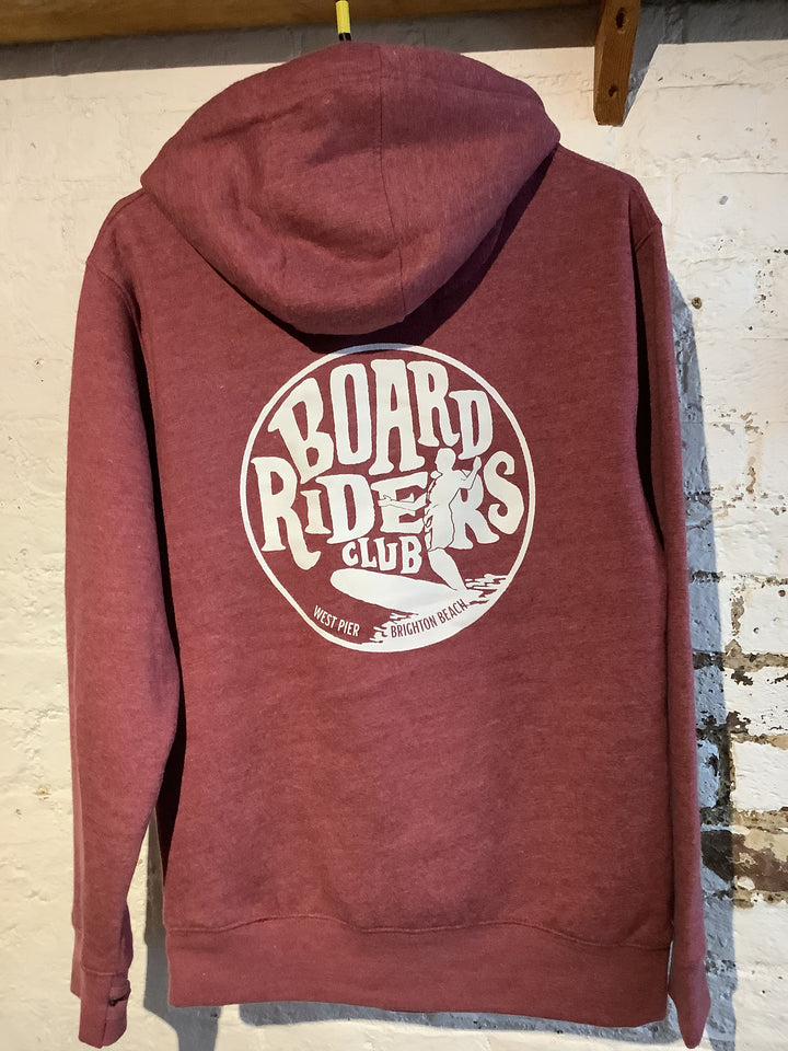 West Pier Hoodie - ‘Boardriders Club’ surfer logo - Wine Melange