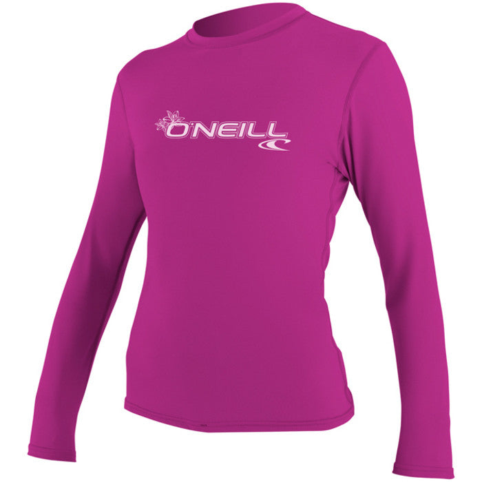 O'Neill Women's Basic Skins Long Sleeve Rash Guard - Fox Pink - 3549