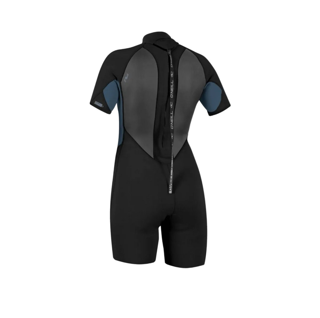 O'Neill Womens 2mm Reactor Back Zip Shorty Spring Wetsuit - Black/Copenblue
