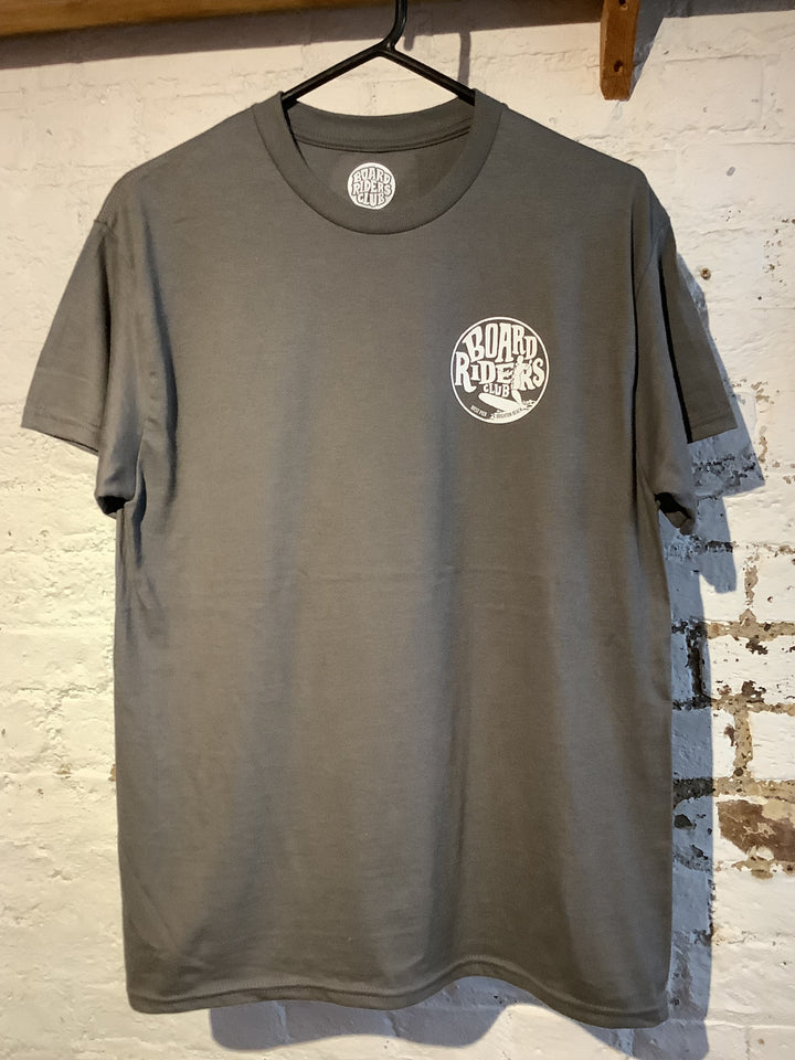 West Pier T-shirt - ‘Board Riders Club’ Surfer Logo - Charcoal