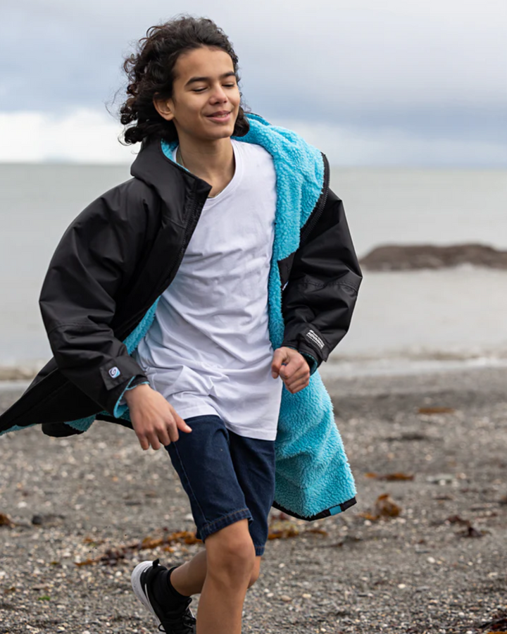 Dryrobe Kids Long Sleeve Changing Robe - Black/ Blue