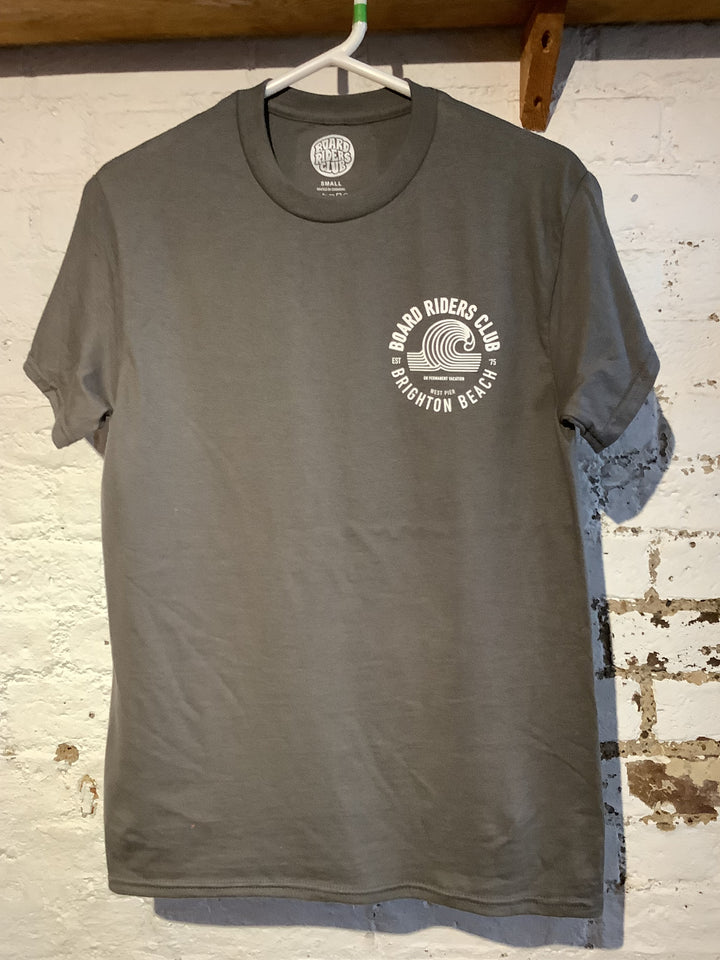 West Pier T-shirt - ‘Board Riders Club’ Wave Logo - Charcoal