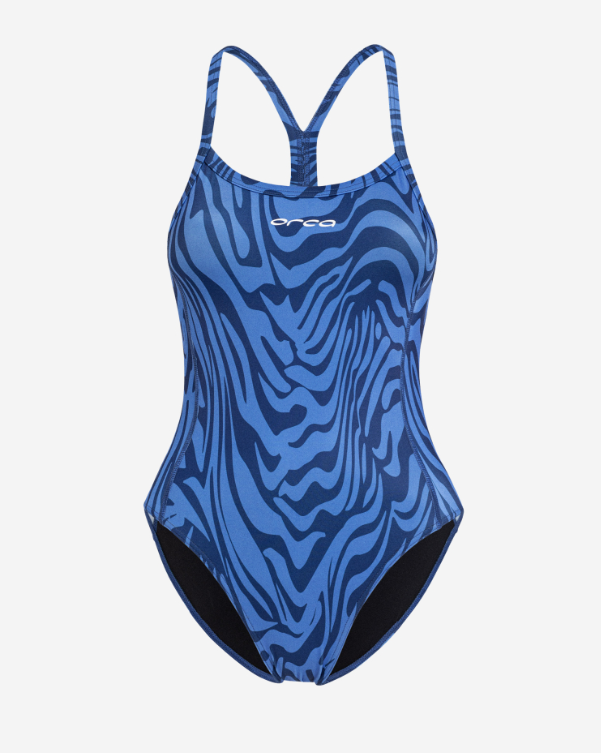 Orca Core One Piece Thin Strap Women Swimsuit - Deep Blue Blue Sky