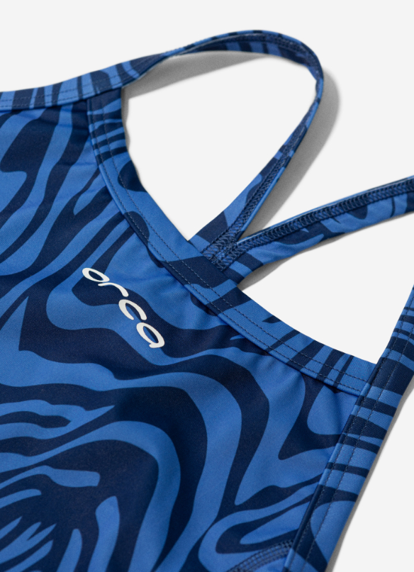 Orca Core One Piece Thin Strap Women Swimsuit - Deep Blue Blue Sky