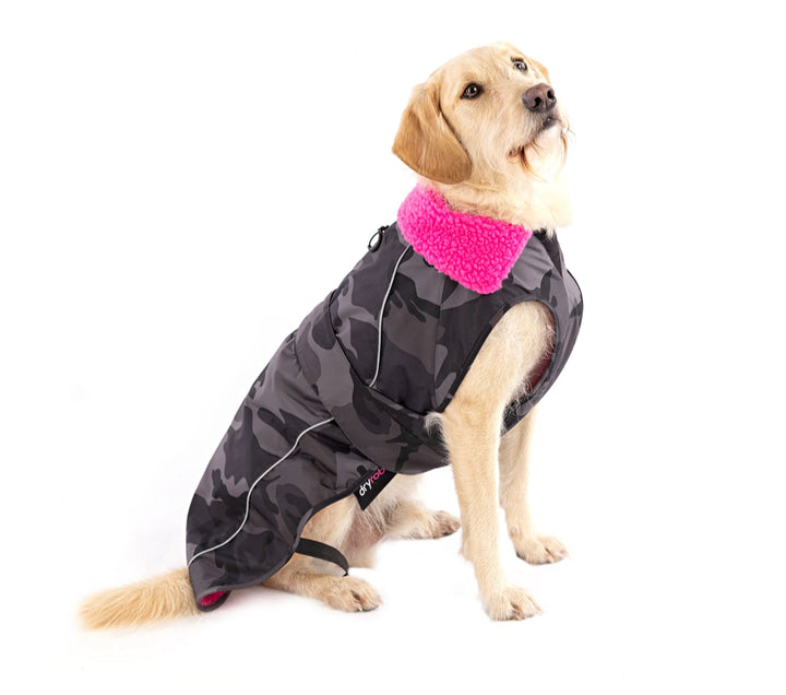 Dryrobe Dog/Pet Jacket - Black Camouflage/Pink