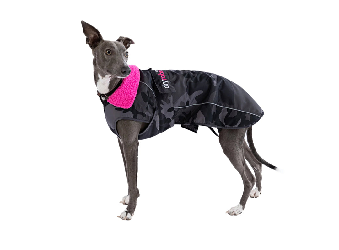 Dryrobe Dog/Pet Jacket - Black Camouflage/Pink