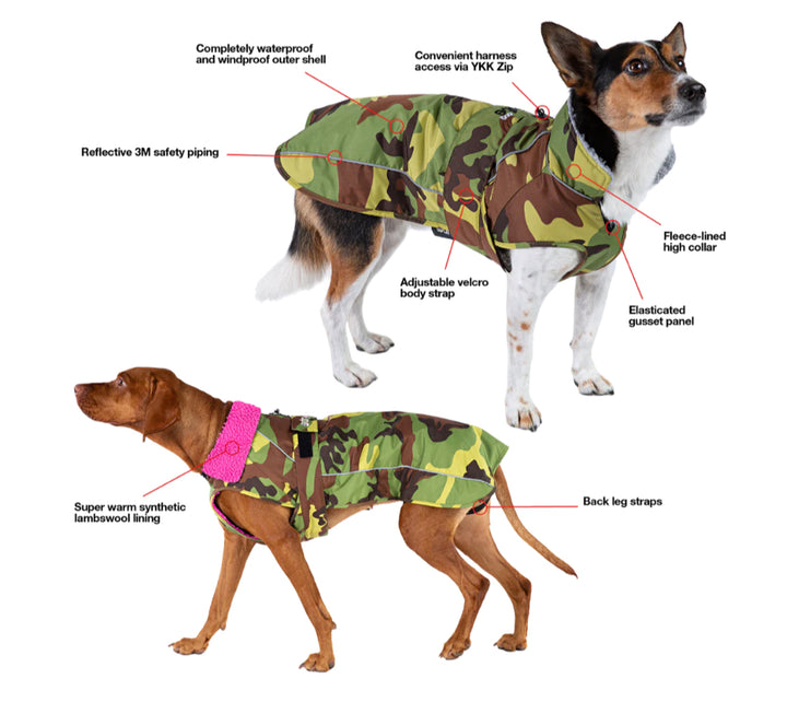 Dryrobe Dog/Pet Jacket - Black Camouflage/Pink