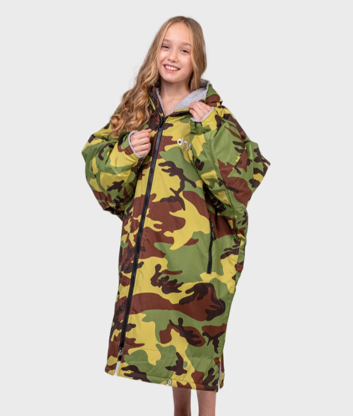 Kids Dryrobe Long Sleeve Changing Robe - Camouflage/Grey