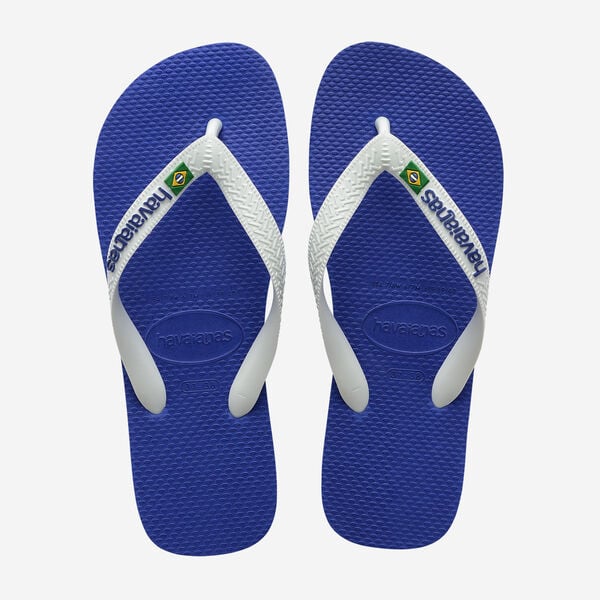 Havaianas Brasil Logo Flip Flops - Marine Blue/ White Strap