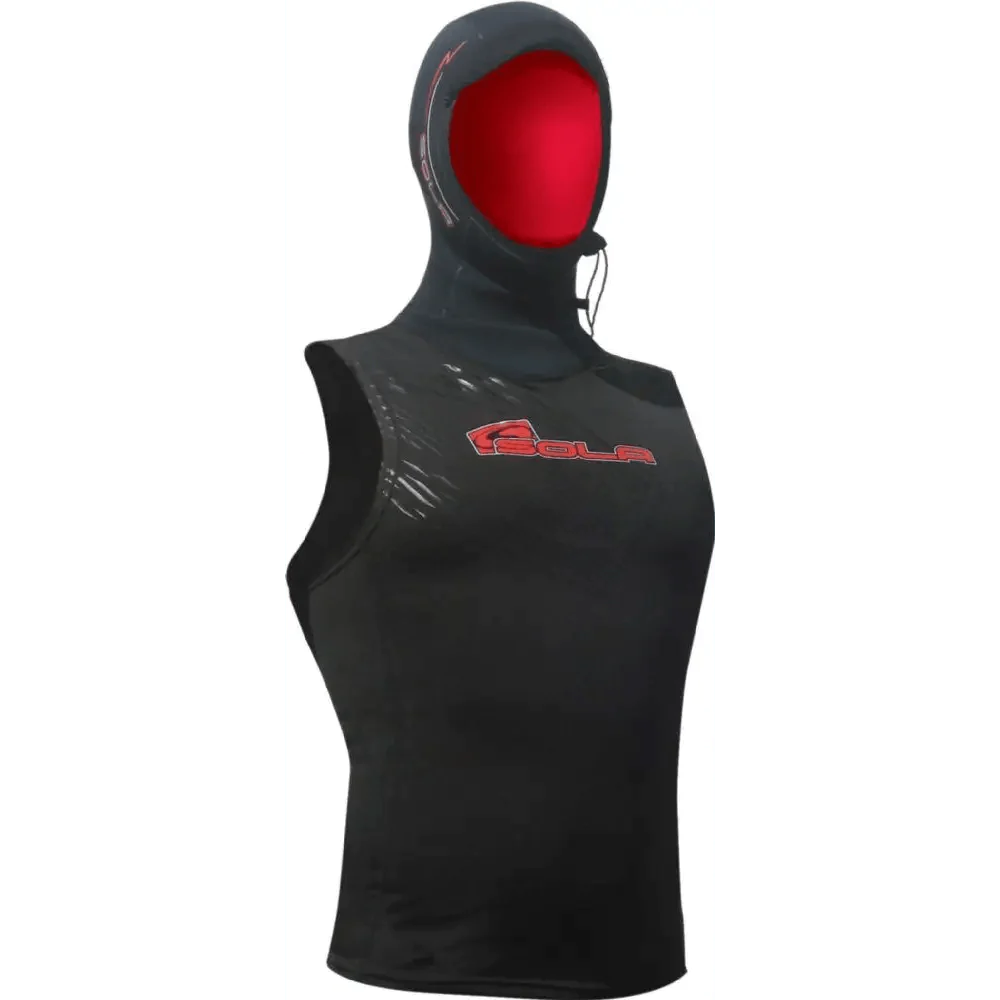 Sola Plush Hooded Vest - Polypro - Black/ Red Logo - A1084