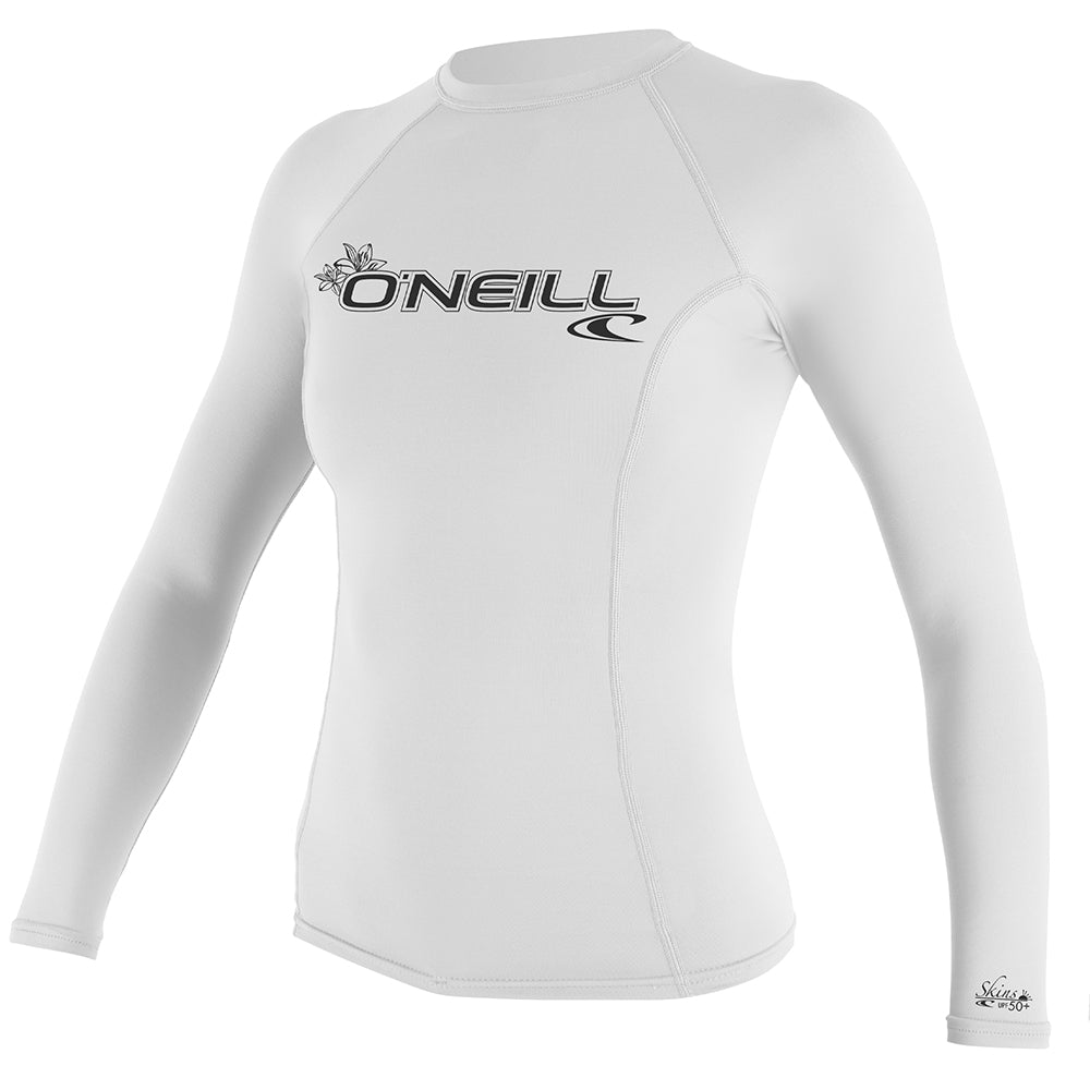 O'Neill Women's Basic Skins Long Sleeve Rash Guard - White - 3549