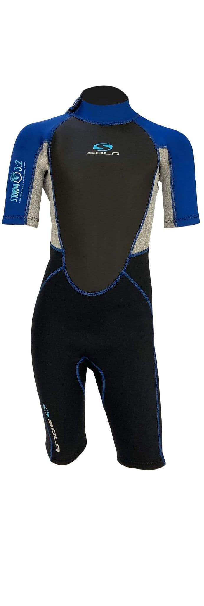 Sola Storm Kids 3/2mm Shorty Wetsuit - Blue/ Marl - A1723