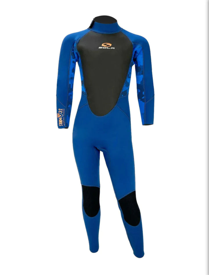 Sola Storm Kids 3/2mm Full Wetsuit - Blue/Camo - A1713