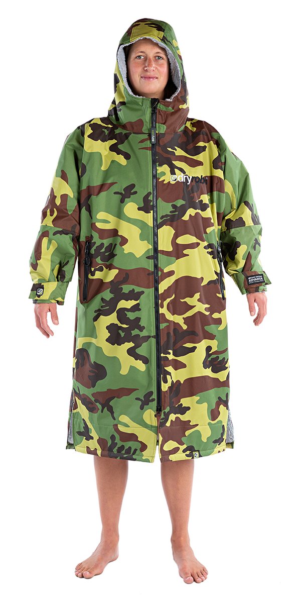 Dryrobe Long Sleeve Changing Robe - Green Camo/ Grey