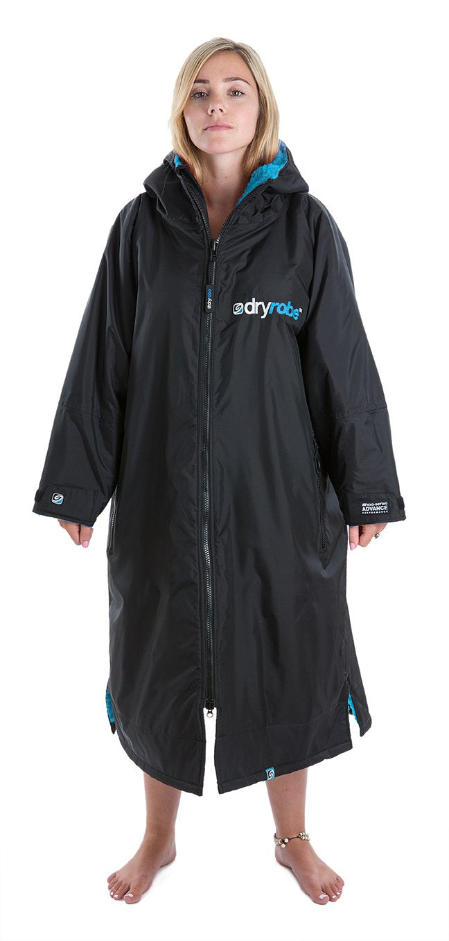 Dryrobe Long Sleeve Changing Robe - Black/ Blue