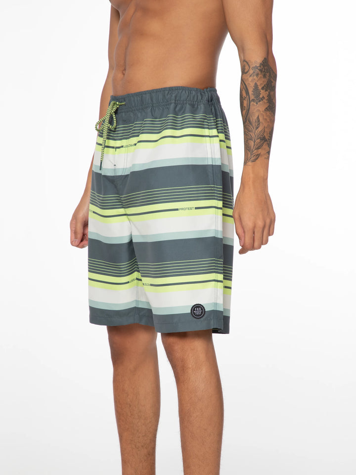 Protest PRTLANKSTON Men's Striped Swim Shorts - Hunter Green