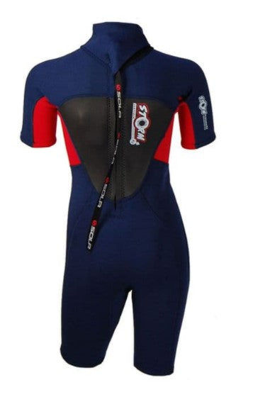 Sola Storm Kids 3/2mm Shorty Wetsuit - Red/Blue - A1721