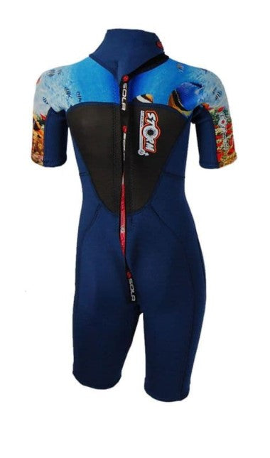 Sola Storm Kids 3/2mm Shortie Wetsuit - Blue/Reef - A1723