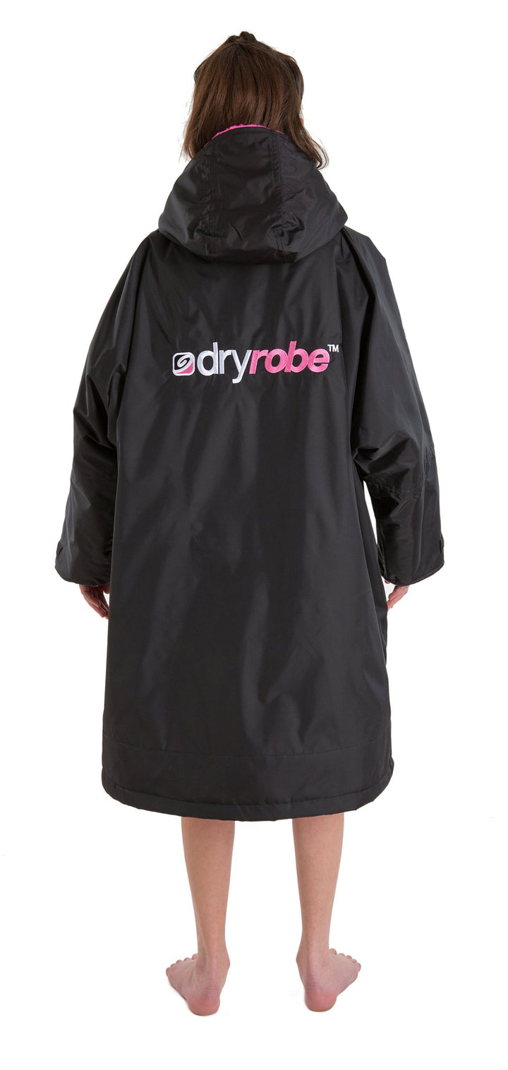 Kids Dryrobe Long Sleeve Changing Robe - Black/ Pink