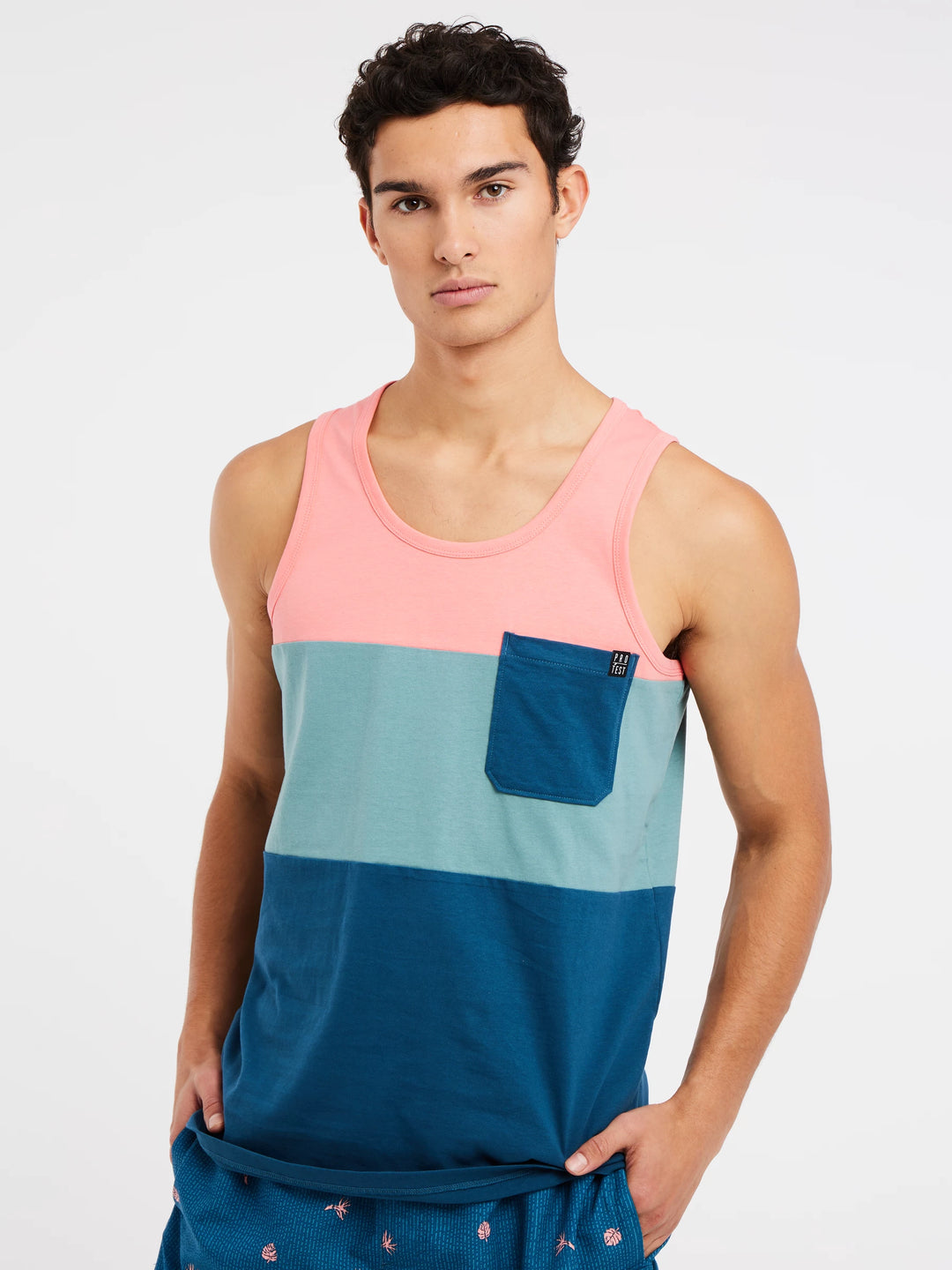 Protest PRTBLAVAND Men's Tank Top - Blue/ Teal/ Pink