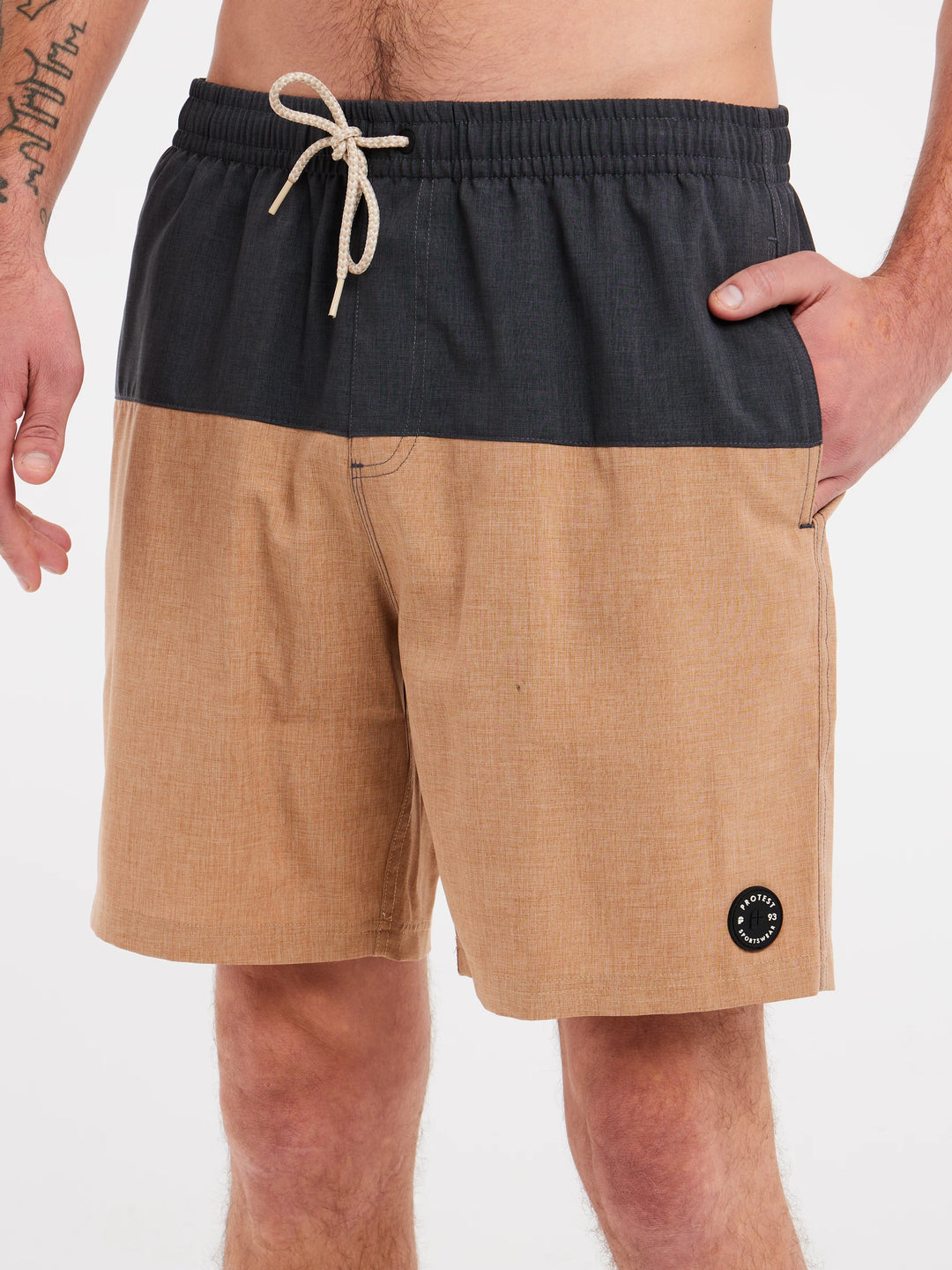 Protest PRTFORTA Men's Beach Shorts - Grey/ Beige