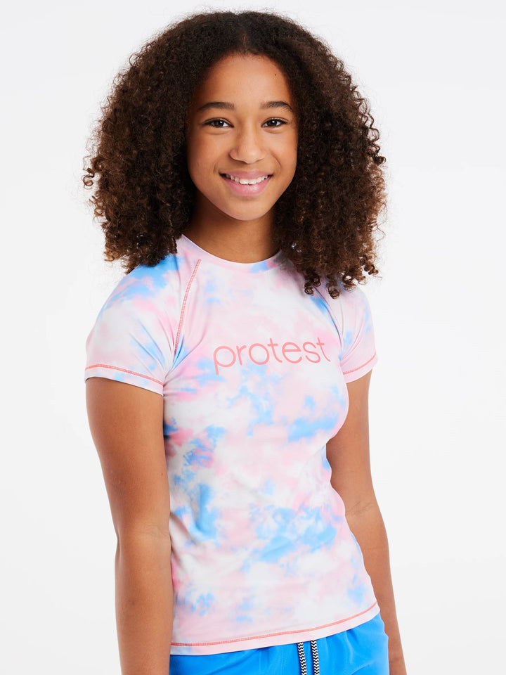 Protest PRTJELENA JR Lycra Rashguard - Kids Short Sleeve - Sugar Coral