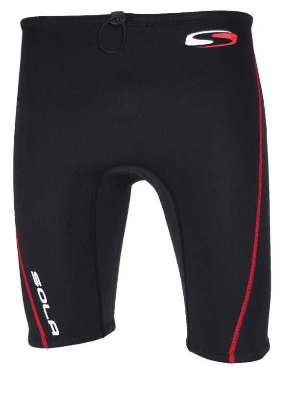 Sola Neoprene Shorts - Black with Blue Trim